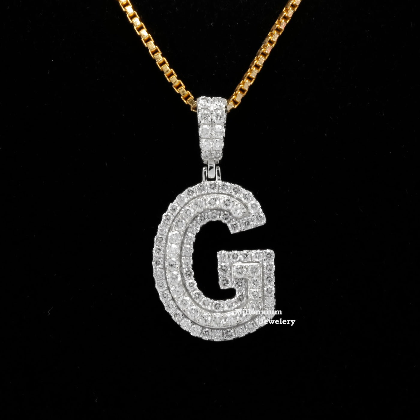 Custom G Initial Moissanite Diamond In Round Shape Hip Hop Pendant Seven