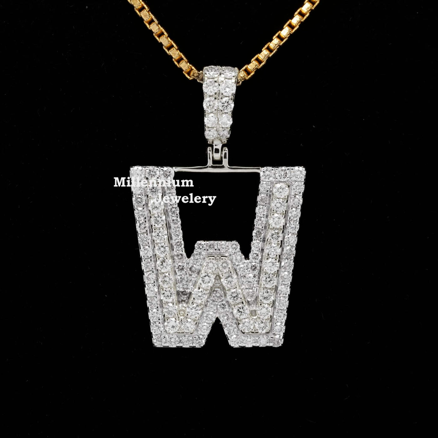 Custom W Initial Moissanite Diamond Iced Out Hip Hop Pendant Fifth