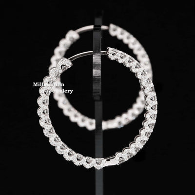 Round Moissanite Diamond Round Hip Hop Huggie Hoop Earring Five