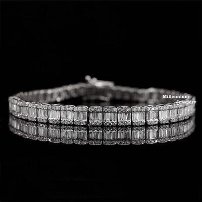 Round And Baguette Moissanite Diamond Hip Hop Bracelet Fifth