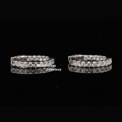 Fabulous Hip Hop Style Round Cut Moissanite Diamond Men Hoop Earring Eight