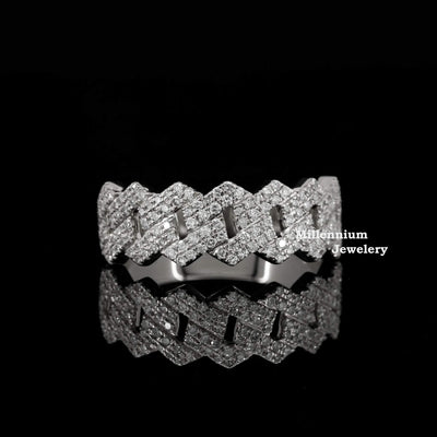 Stylish Iced Out Round Moissanite Diamond Hip Hop Half Band Ring Fifth