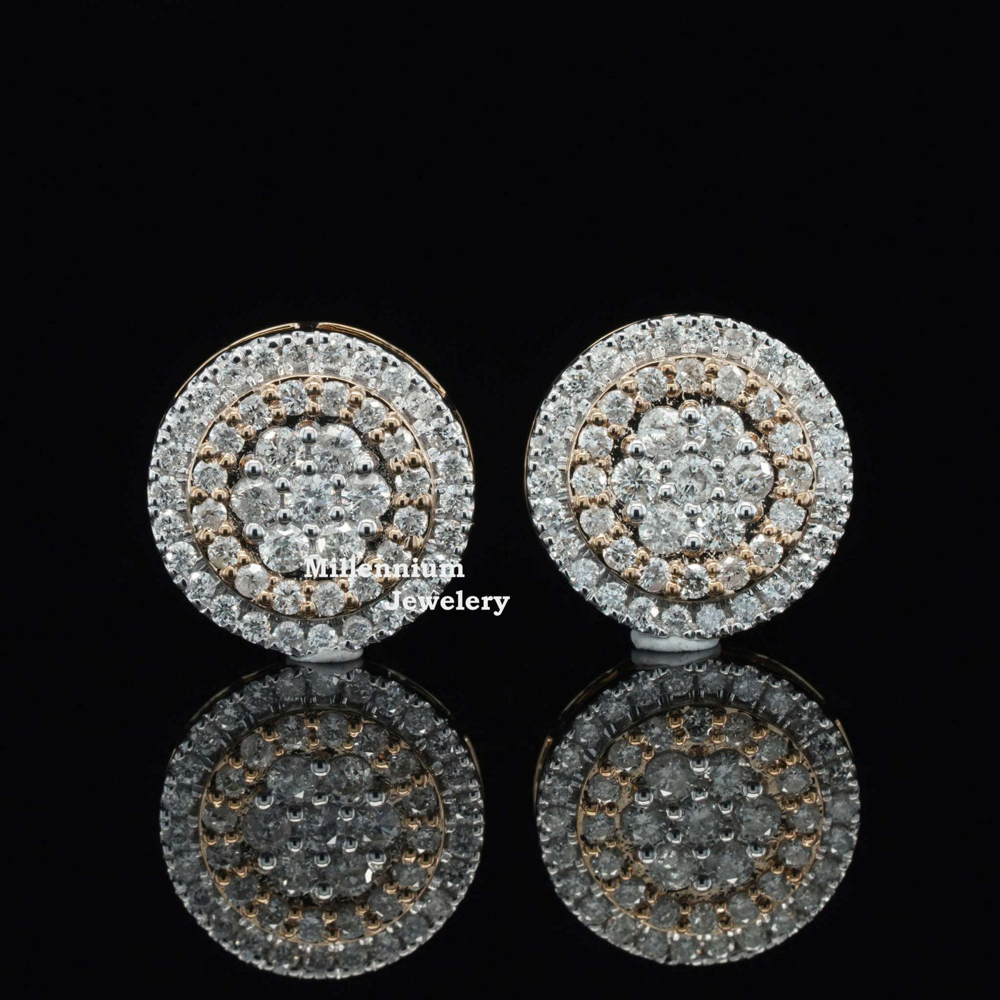 Stylish Flower Screw Moissanite Diamond Hip Hop Style Unisex Earring With Rose Gold