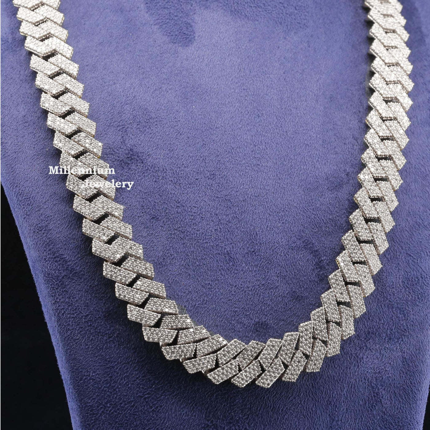 Buy Iced Out Moissanite Diamond Cuban Link Chain Necklace With White Gold