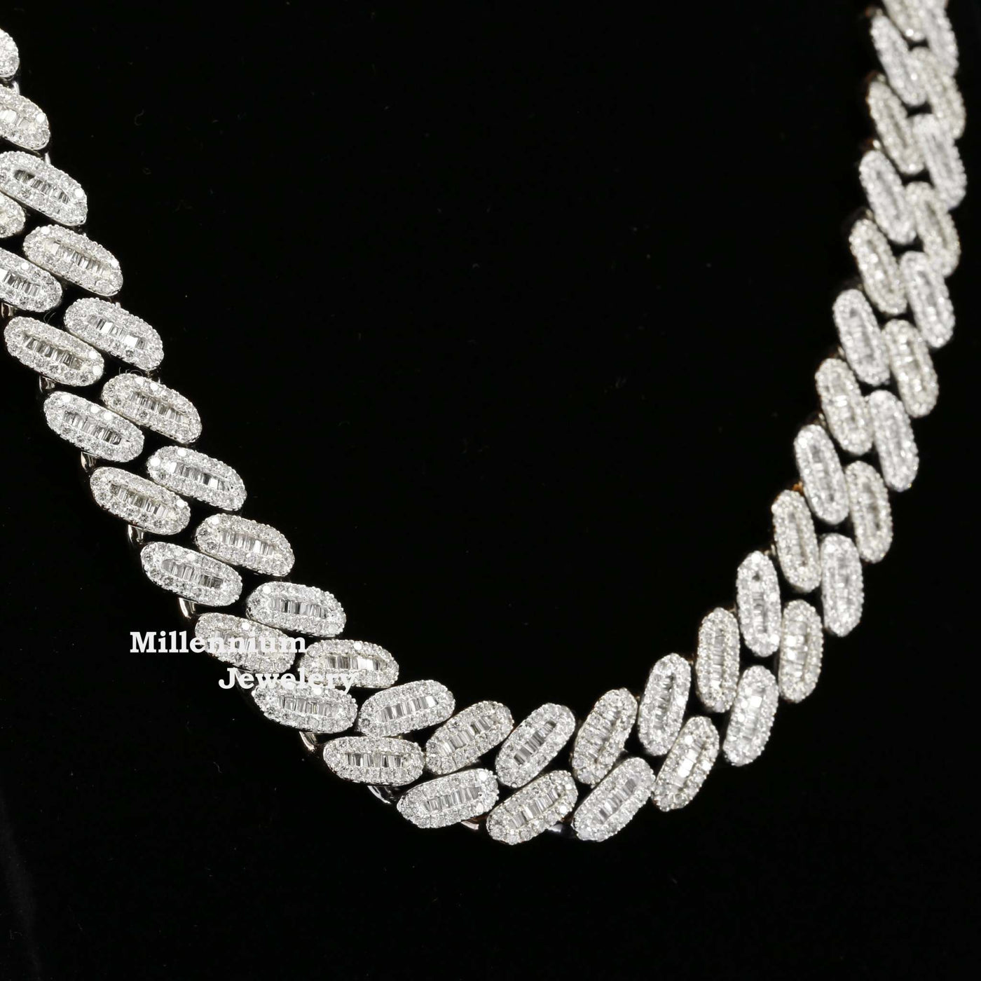 Moissanite Diamond Iced Out Hip Hop Cuban Link Chain For White Gold