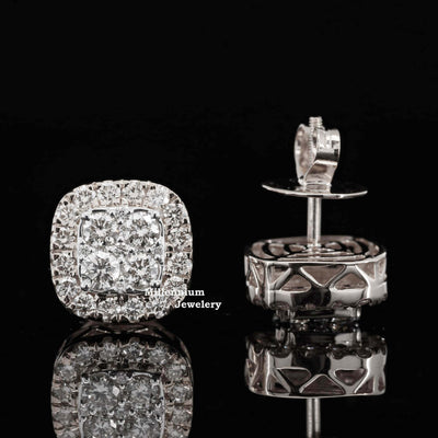 Fancy Halo Pattern Push Back Moissanite Diamond Hip Hop Unisex Earring