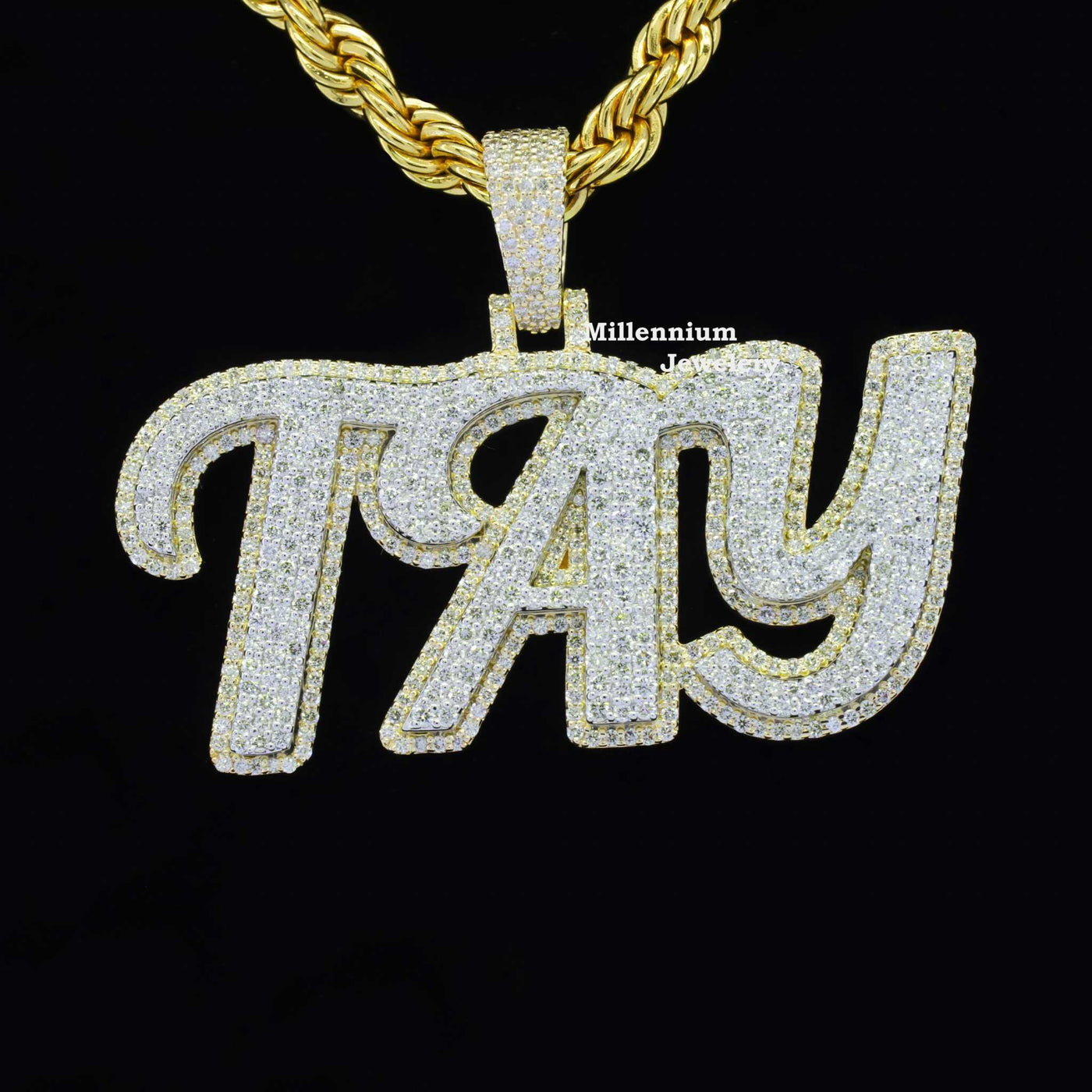 Custom Tay Name Classic Moissanite Diamond Round Shape Hip Hop Pendant Sixth