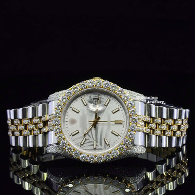 Exquisite Iced Out And Automatic Moissanite Diamond Watch With Gold Color