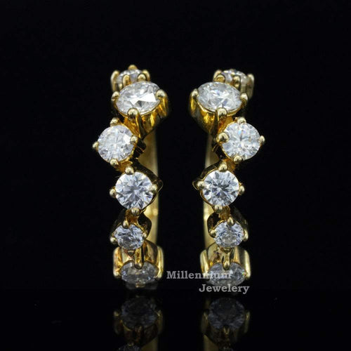 0.80ct Round Cut Moissanite Hoop Earrings For Women