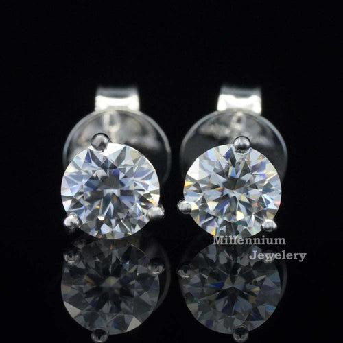 Round Cut Moissanite Stud Earrings For Women