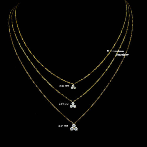 3 Stone Moissanite Pendant Necklace For Women