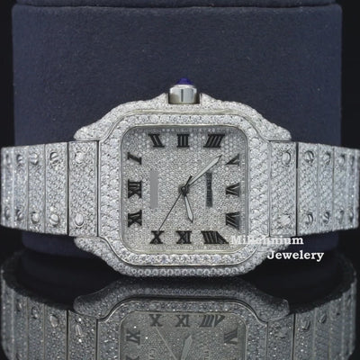 Casual Fully Iced Out Automatic Moissanite Diamond Watch Video