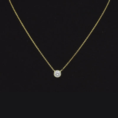 Bezel Set Dainty Moissanite Round Cut Pendant For Women