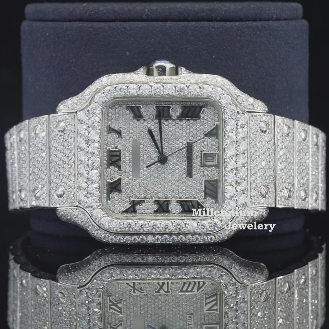 Iced Out And Automatic Business Style Moissanite Diamond Watch Video