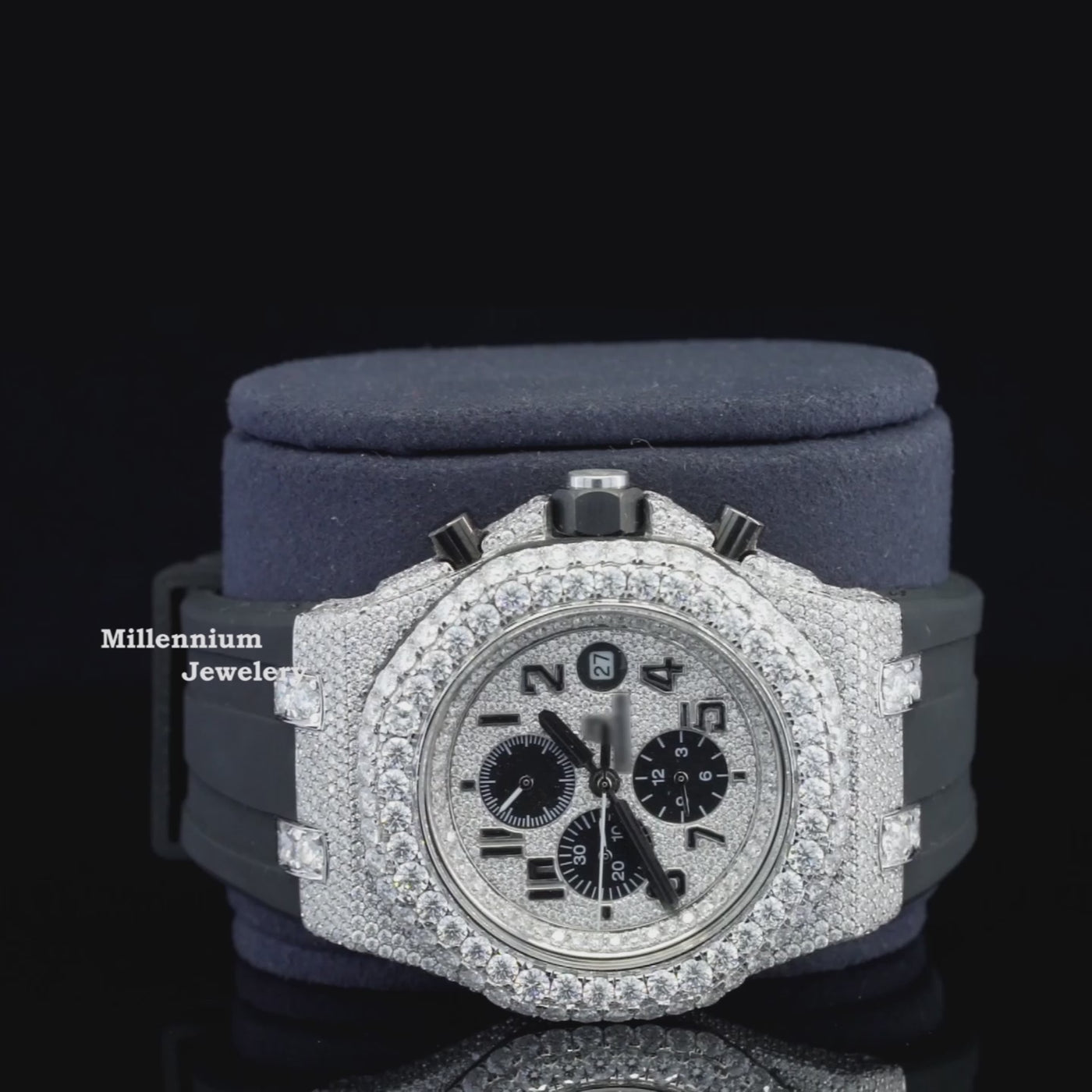 Luxury Moissanite Iced Out Chronograph Automatic Watch Video