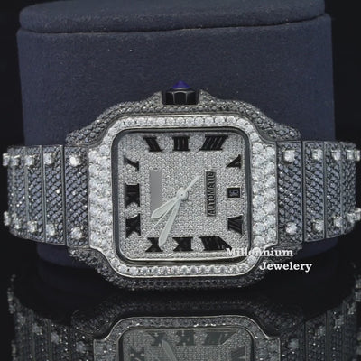 Optimus Moissanite Black Diamond Iced Out Automatic Watch Video