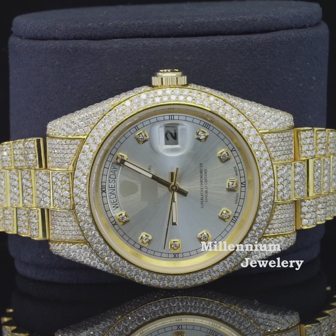 Formal Classic Moissanite Diamond Iced Out Automatic Watch For Men Video