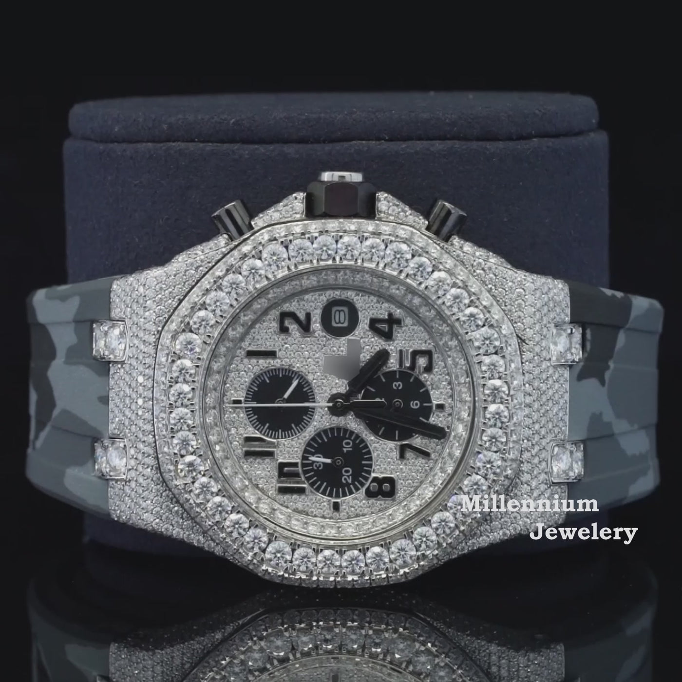 Automatic Moissanite Diamond Watch With Sapphire Crystal Glass Video