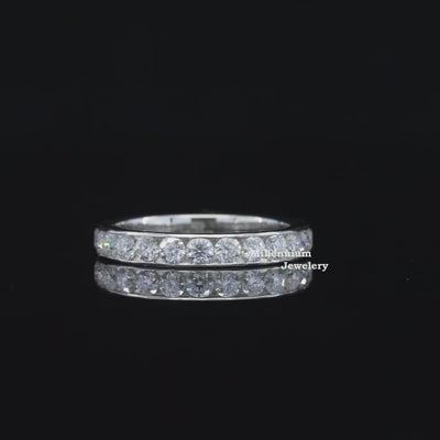 1 Carat Round Shape Moissanite Wedding Band For Women