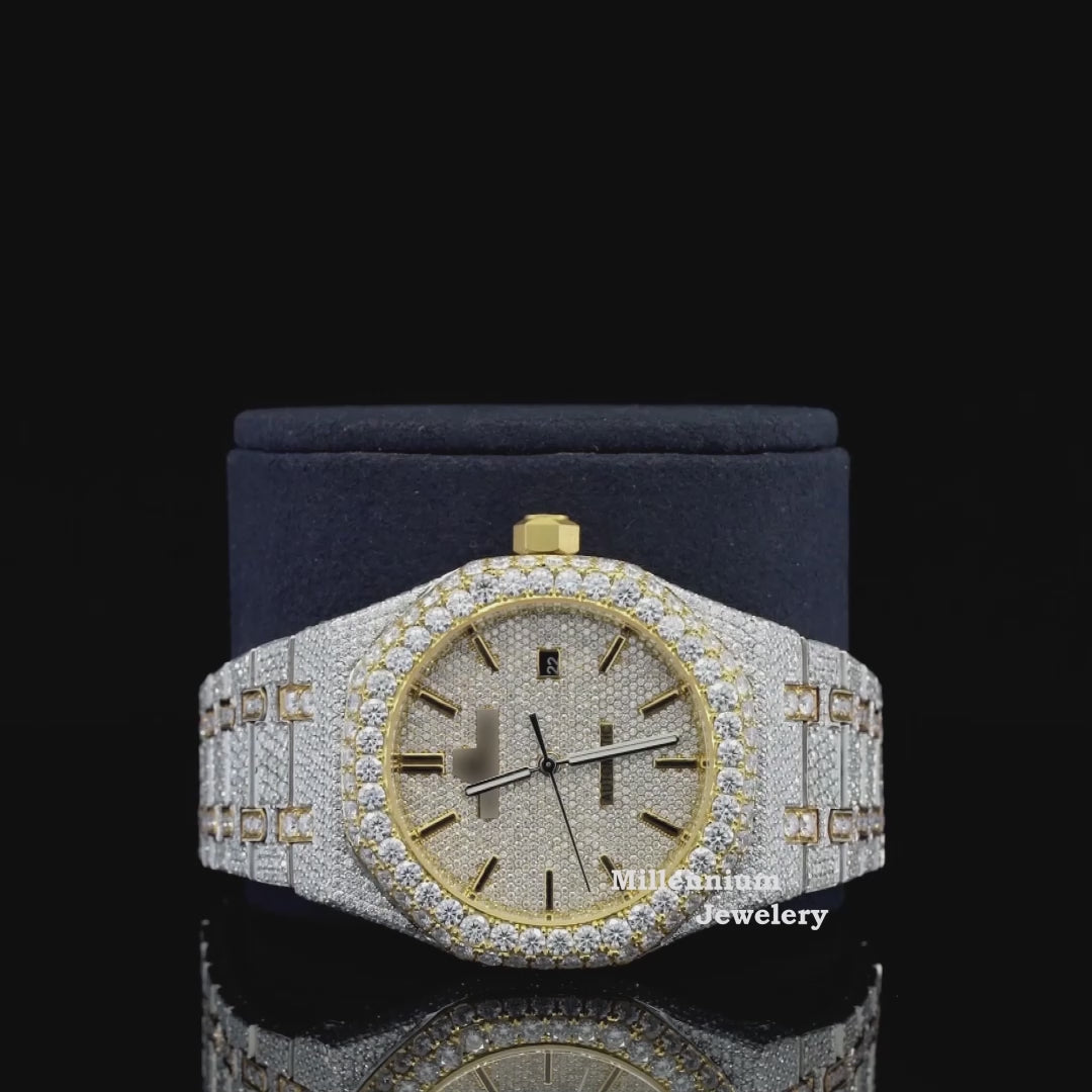 Classic Moissanite Diamond Iced Out Bust Down Automatic Watch