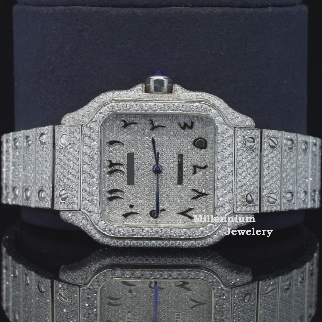 Moissanite Diamond Iced Out Automatic Arabian Style Watch Video